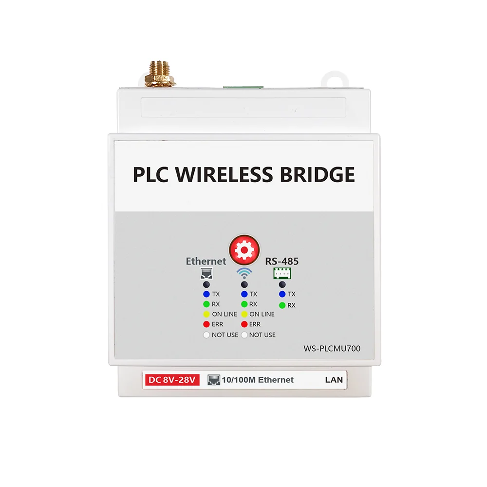 Voyants en façade du WS-PLCMU700 : TX, RX, ON LINE et ERR pour Ethernet, WiFi et RS-485