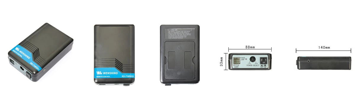 RD-710F-433 roll-up door controller appearance and dimensions from each side