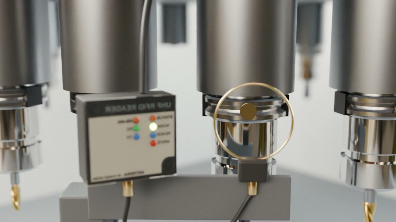 CNC 刀把 RFID 換刀管理|刀具治具自動識別(3D 動畫)